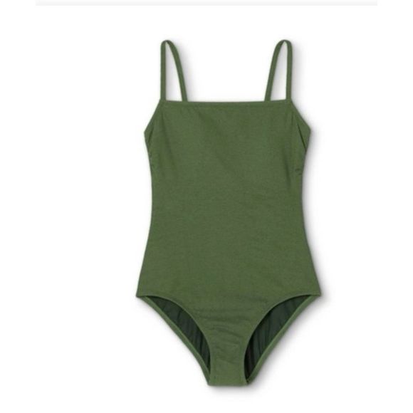 Kona Sol Women’s Green Puckered One Piece High Coverage Bathing Suit NEW 16W - Picture 4 of 14